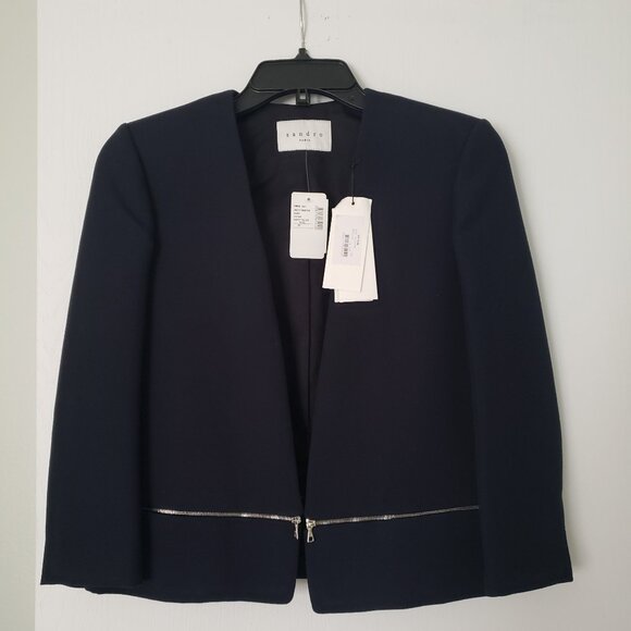 Sandro cropped open front blazer jacket - Picture 2 of 12